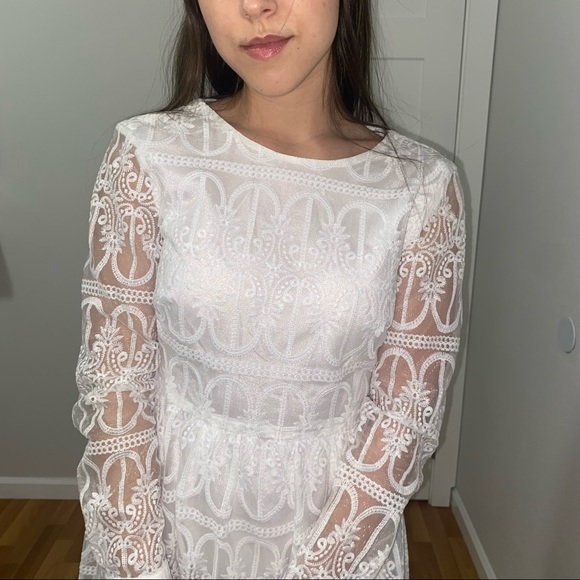 White Lace Midi Dress - Picture 5 of 6
